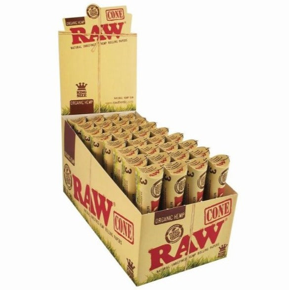 Organic Hemp Raw Cone Natural Unrefined Hemp Rolling Papers - 3 Pack - King size - Natural Hemp Gum - 96 Cones Per Box - Vape wholesale supplies